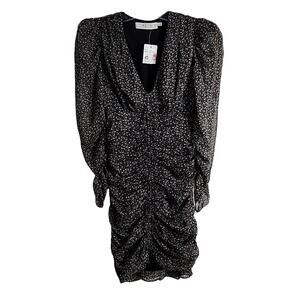NWT ASTR Mini Dress Black Ditzy Multi Ruched